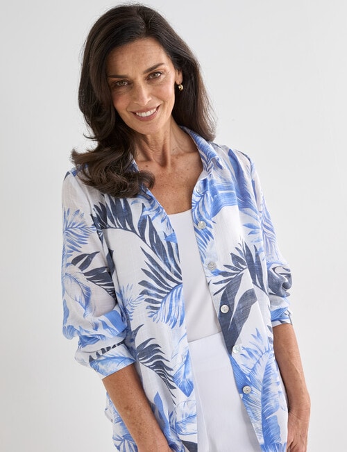Ella J Classic Leaf Shirt, Navy product photo View 06 L