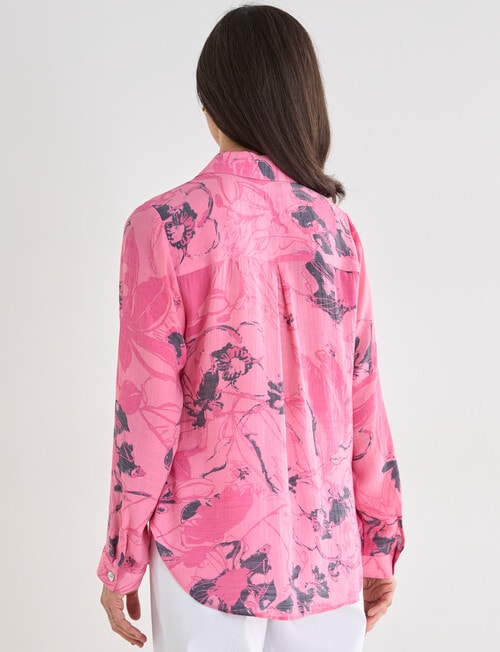 Ella J Classic Floral Shirt, Pink product photo View 02 L