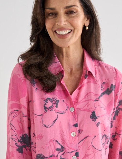 Ella J Classic Floral Shirt, Pink product photo View 04 L