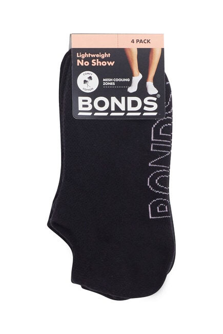 Bonds Logo Lite No-Show Socks, 4-Pack, Black & Pink, 3-11 product photo