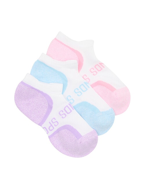 Bonds Sport Low Cut Socks, 3-Pack, Pink, Mermazing & Cloud, 3-11 product photo View 02 L