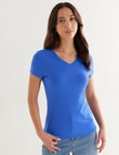 Bodycode V-Neck Cap Sleeve Tee, Dazzling Blue product photo View 04 S