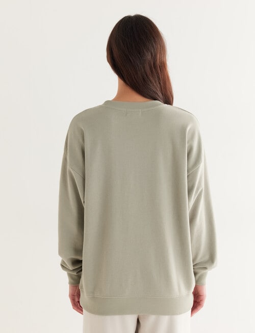 Zest Lounge Loop Back Crew Sweatshirt, Sage product photo View 02 L