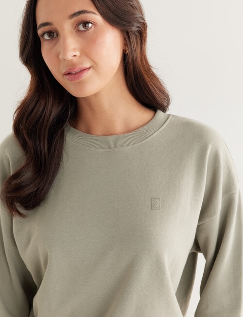 Zest Lounge Loop Back Crew Sweatshirt, Sage product photo View 04 L