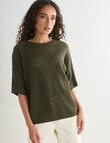 Zest Mesh Knitwear Jumper, Olive product photo