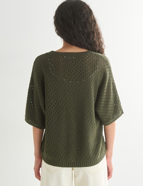 Zest Mesh Knitwear Jumper, Olive product photo View 02 L