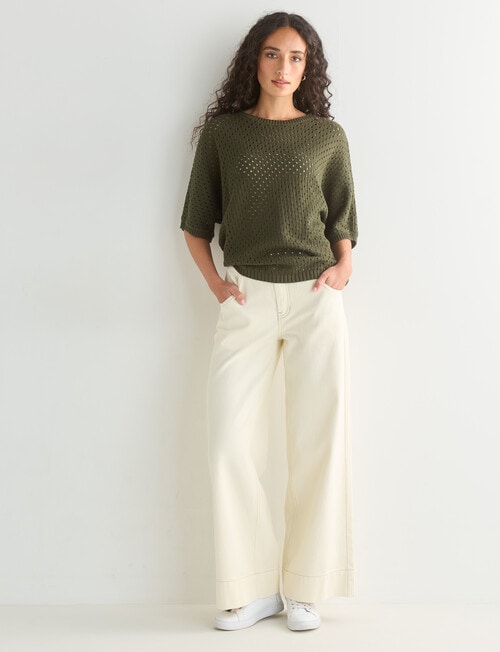 Zest Mesh Knitwear Jumper, Olive product photo View 03 L