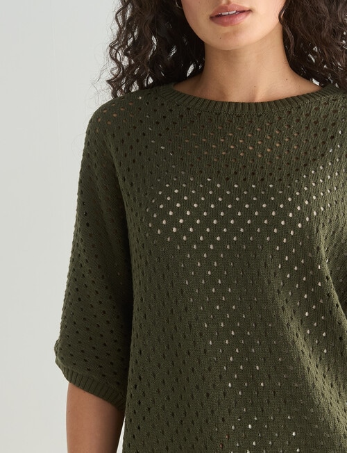 Zest Mesh Knitwear Jumper, Olive product photo View 04 L