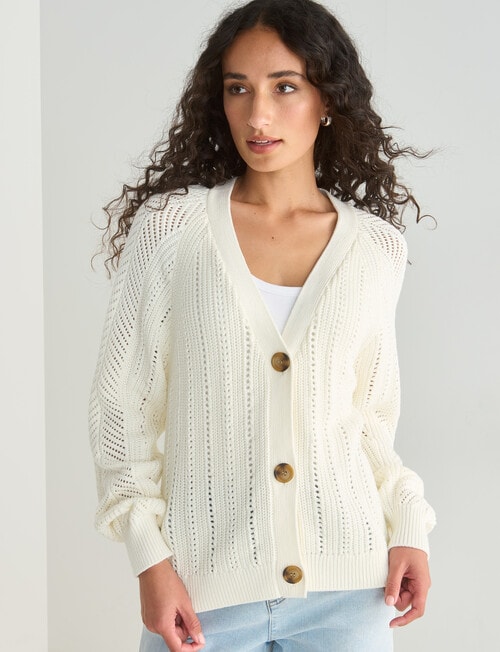 Zest Knit Lace Cardigan, Ecru product photo