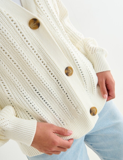 Zest Knit Lace Cardigan, Ecru product photo View 04 L