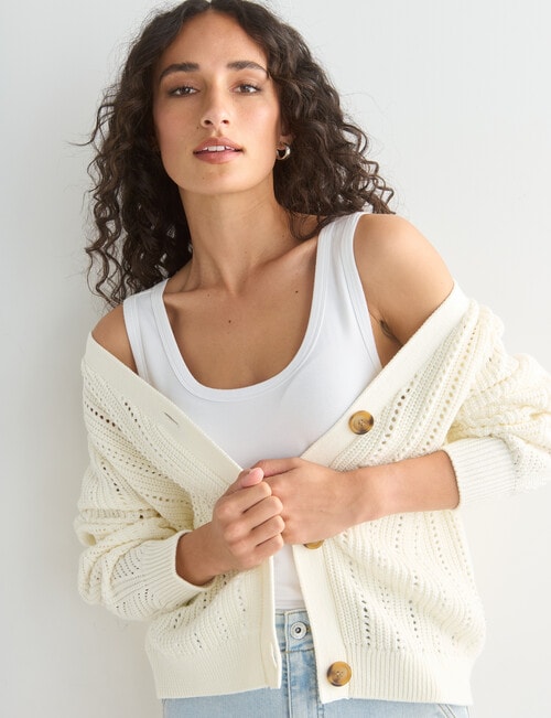 Zest Knit Lace Cardigan, Ecru product photo View 06 L