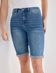 Denim Republic Knee Length Denim Short, Blue Wash product photo