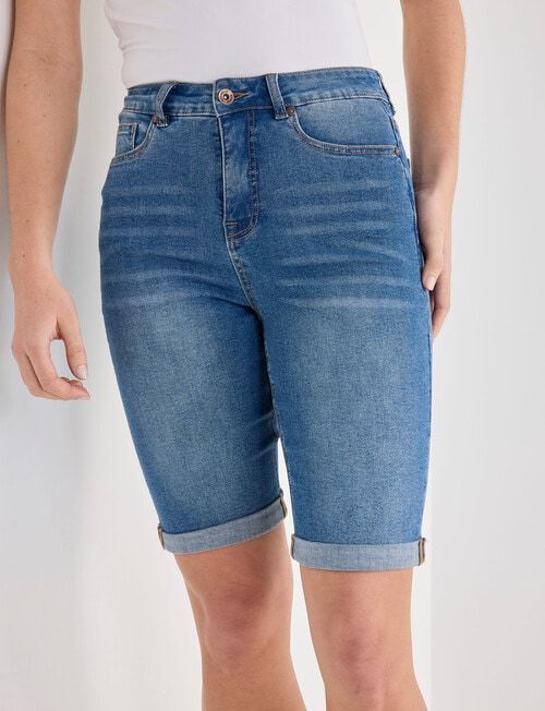 Denim Republic Knee Length Denim Short, Blue Wash product photo