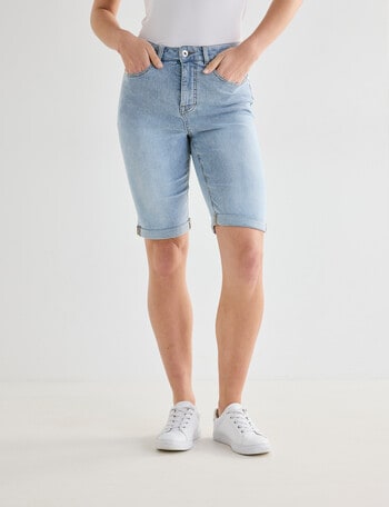 Denim Republic Knee Length Denim Short, Light Wash product photo