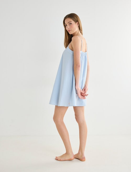 Mineral Sleep Piped Nightie, Sky Blue product photo View 02 L