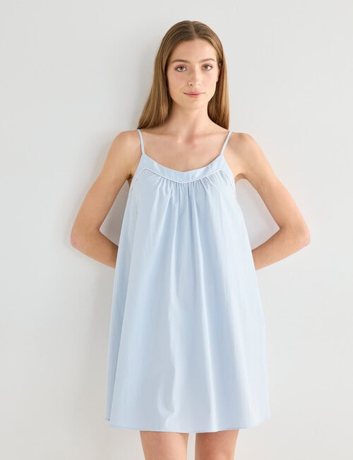 Mineral Sleep Piped Nightie, Sky Blue product photo View 03 L