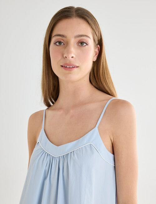 Mineral Sleep Piped Nightie, Sky Blue product photo View 04 L