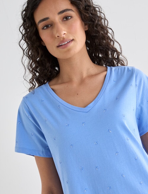 Zest Sleep Flower T-shirt Nightie, Blue, 8-22 product photo View 04 L