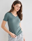 Zest Sleep V-Neck Rib Tee, Tarragon product photo
