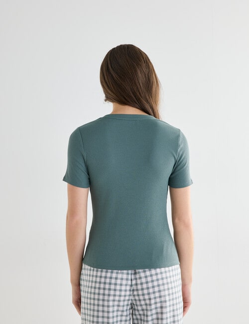 Zest Sleep V-Neck Rib Tee, Tarragon product photo View 02 L