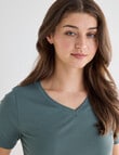 Zest Sleep V-Neck Rib Tee, Tarragon product photo View 04 S