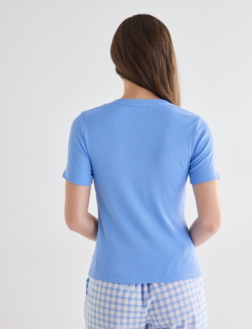 Zest Sleep V-Neck Rib Tee, Blue product photo View 02 L