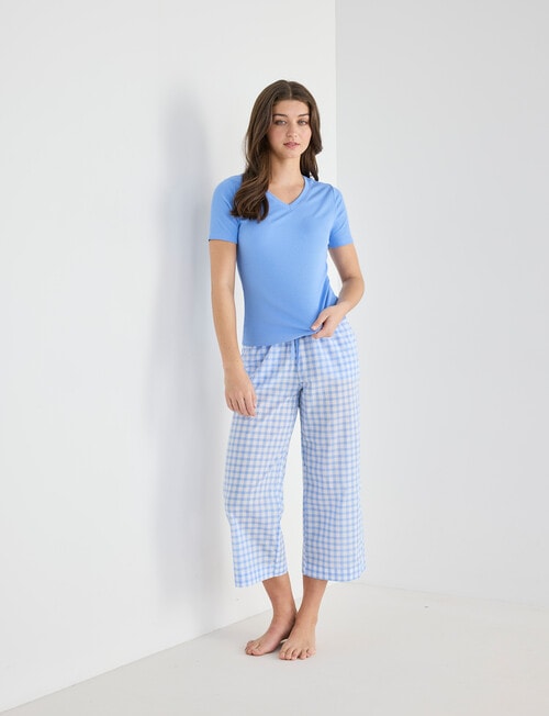 Zest Sleep V-Neck Rib Tee, Blue product photo View 03 L