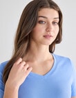 Zest Sleep V-Neck Rib Tee, Blue product photo View 04 S