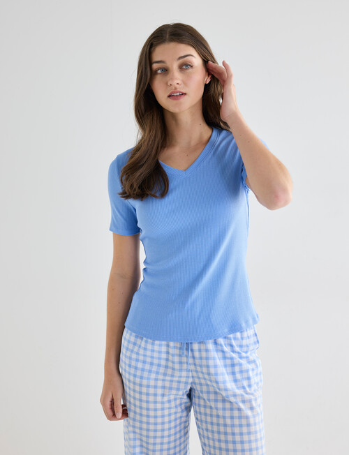 Zest Sleep V-Neck Rib Tee, Blue product photo View 05 L