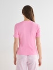 Zest Sleep V-Neck Rib Tee, Pink product photo View 02 S