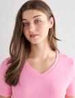 Zest Sleep V-Neck Rib Tee, Pink product photo View 04 S