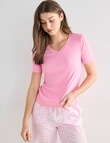 Zest Sleep V-Neck Rib Tee, Pink product photo View 05 S