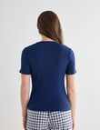 Zest Sleep V-Neck Rib Tee, Navy product photo View 02 S