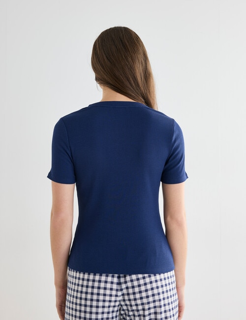 Zest Sleep V-Neck Rib Tee, Navy product photo View 02 L