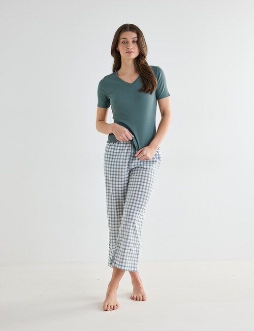 Zest Sleep Sleep Gingham Crop Pant, Tarragon product photo View 03 L