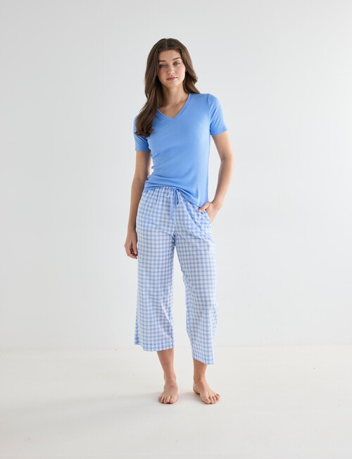 Zest Sleep Sleep Gingham Crop Pant, Blue product photo View 03 L