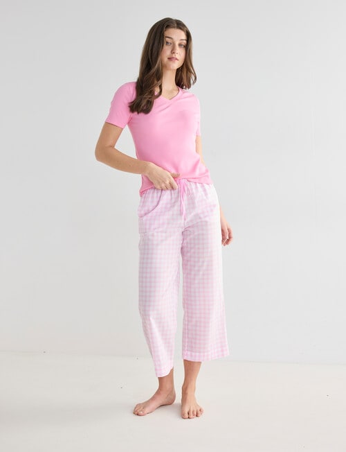 Zest Sleep Sleep Gingham Crop Pant, Pink product photo View 03 L