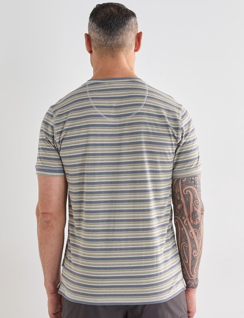 Kauri Trail Henley Stripe Tshirt, Khaki product photo View 02 L