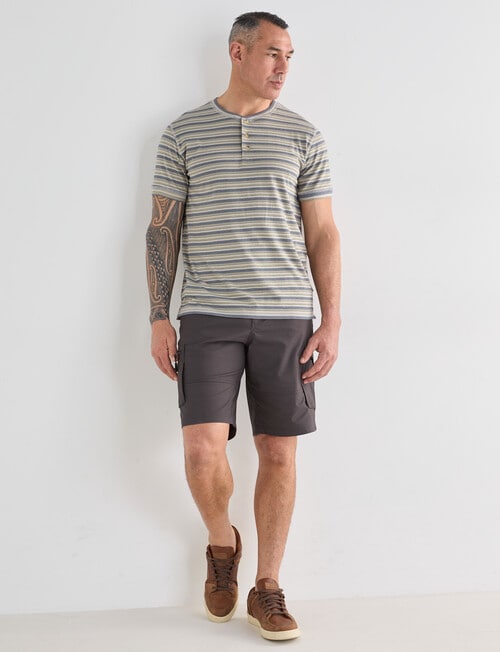 Kauri Trail Henley Stripe Tshirt, Khaki product photo View 03 L