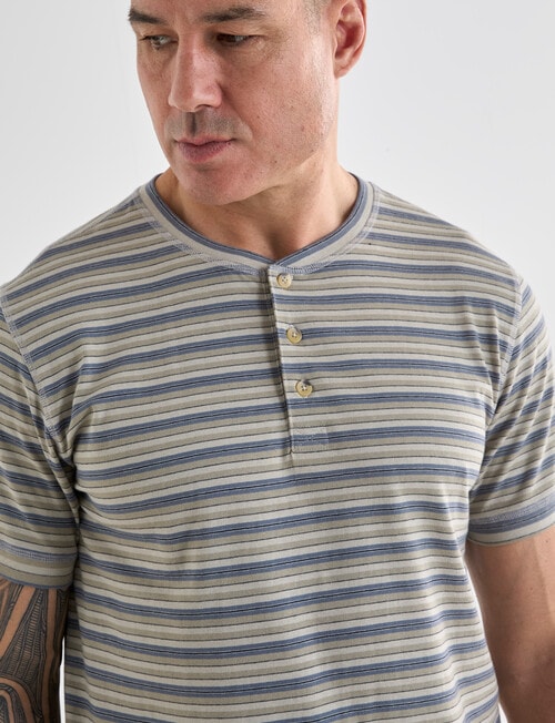 Kauri Trail Henley Stripe Tshirt, Khaki product photo View 04 L