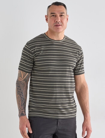 Kauri Trail Stripe Tshirt, Dark Grey Marle product photo