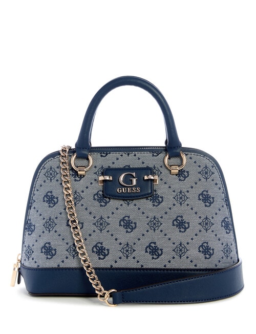 Guess Neda Dome Jacquard Satchel Bag, Navy Logo product photo