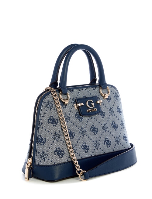 Guess Neda Dome Jacquard Satchel Bag, Navy Logo product photo View 03 L