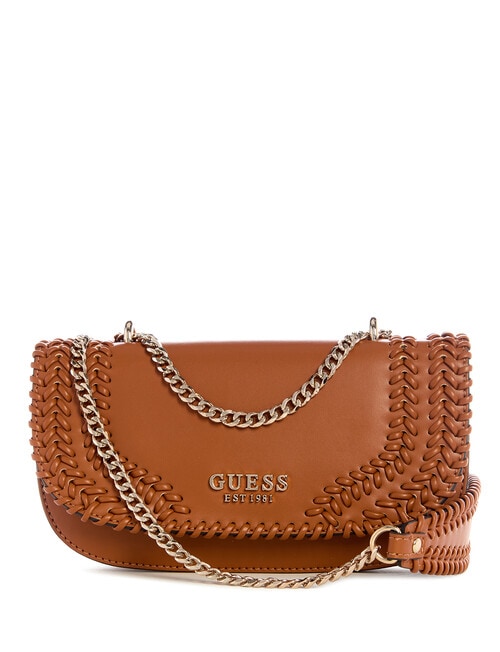 Guess Tatum Convertible Crossbody Flap Bag, Caramel product photo