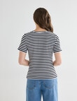 Bodycode Stripe Short Sleeve Rib Tee, Black & White product photo View 02 S