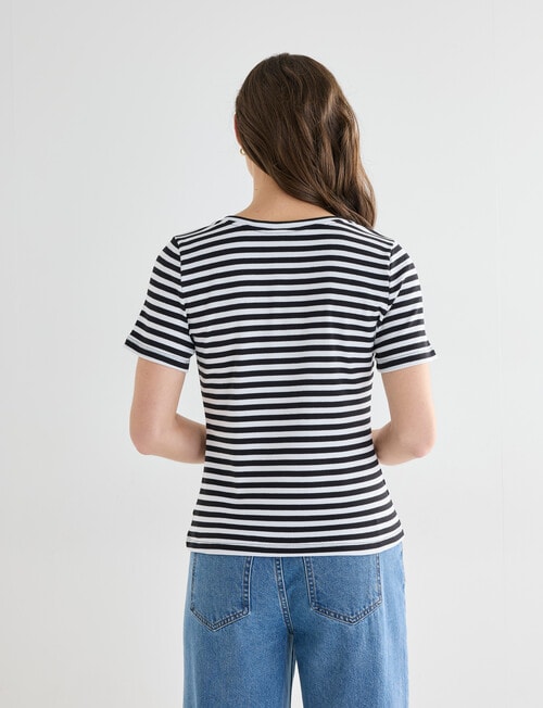 Bodycode Stripe Short Sleeve Rib Tee, Black & White product photo View 02 L