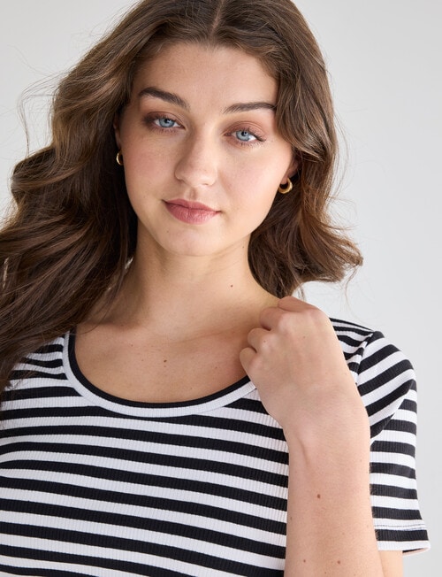 Bodycode Stripe Short Sleeve Rib Tee, Black & White product photo View 04 L