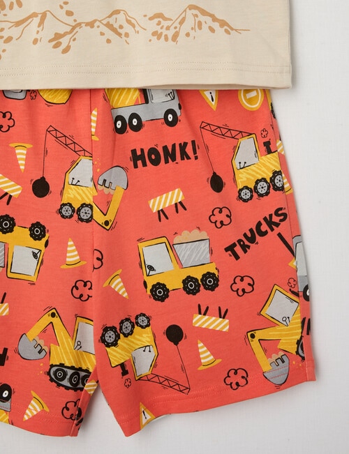 Sleep Mode Under Construction Knit Short PJ Set, Red Orange, 3-8 product photo View 03 L