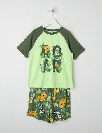 Sleep Mode Wild Safari Knit Short PJ Set, Lime, 3-8 product photo