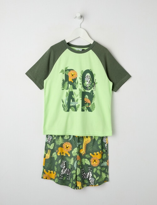 Sleep Mode Wild Safari Knit Short PJ Set, Lime, 3-8 product photo